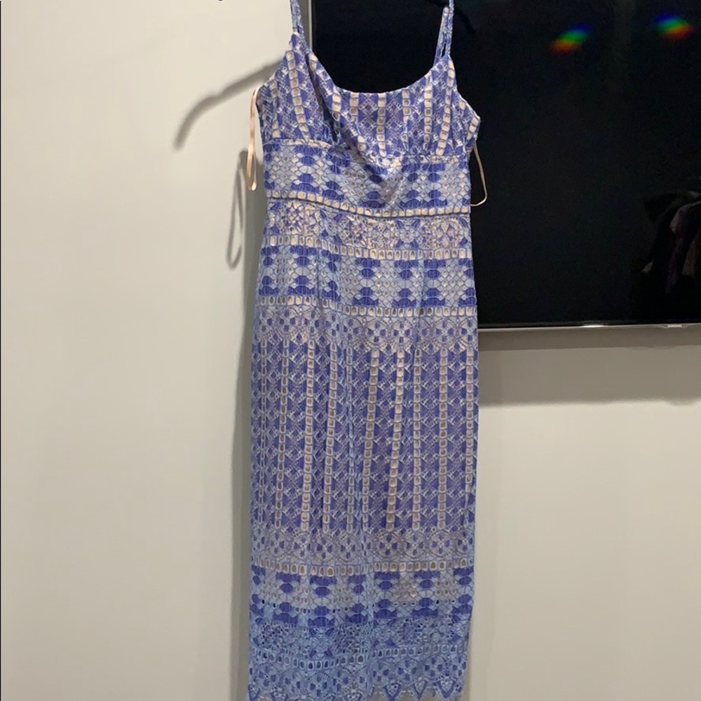 BCBG blue midi length dress
